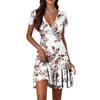 Women's Casual Fashion V-Neck Short Sleeve Patchwork Floral Print Dresses