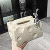 Tissue Box Cover Ceramic Rectangular Stylish Elegant Decorative Napkin Box Holder for Desktop Coffee Table