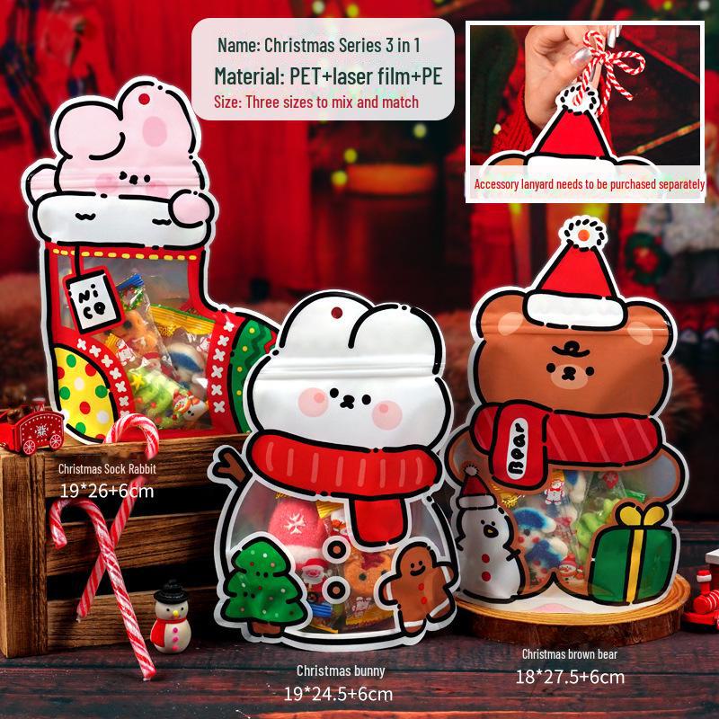 

Новые рождественские подарочные пакеты: Праздничная упаковка закусок, конфет и печенья с застежкой-молнией