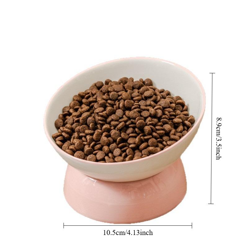 1pc Cat Bowl, Ceramic Cat Inclined Food Bowl Water Bowl For Neck Protection, Indoor Cats Feeding Supplies