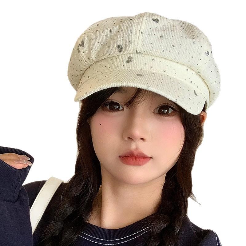 Korean Version of Sweet and Versatile Silver-burned Love Beret Autumn and Winter Casual Little Fragrance Style Octagonal Hat Women Fashion Painter Hat