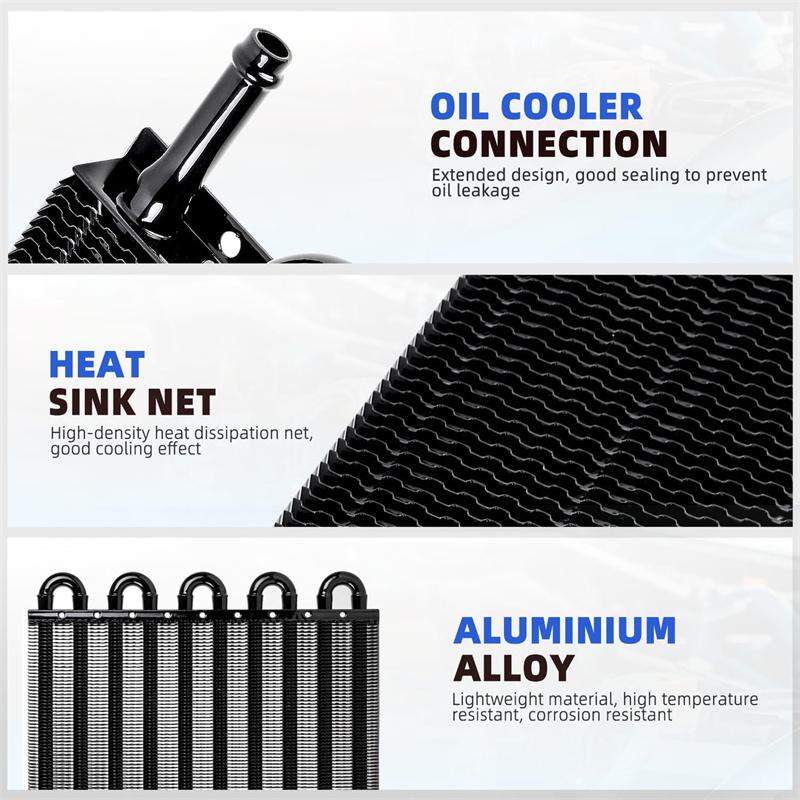 10Row Transmission Oil Cooler Kit Universal Aluminum Engine Oil Radiator Converter With Hose Mounting Kit