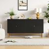 Sideboard with Raised Texture 160cm, with Four Doors, Golden Brushed Handles and High-Gloss Table Legs, Black, 160×40×82cm(old Sku N657P28156667S)