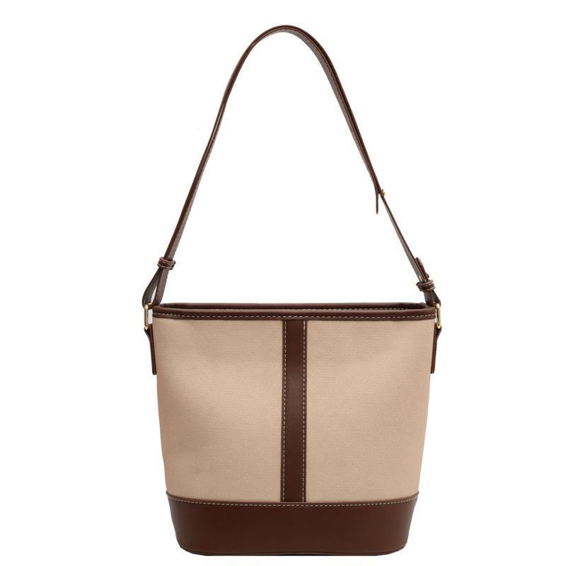 Small bag New fashion canvas shoulder bag Casual women's bag Versatile work commuter bag Bucket bag