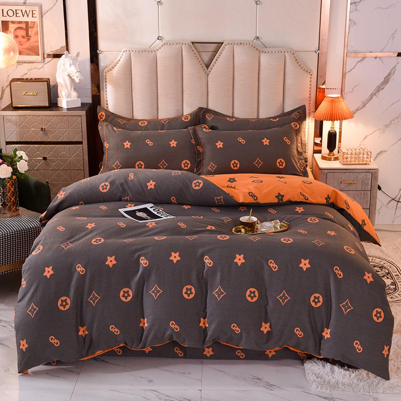 Thickened Brushed Pure Cotton Autumn/Winter Bedding Set - All-Season Universal (Four-Piece & Three-Piece Options)