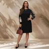 Dress, Women, Autumn and Winter, Plus Size, Round Neck, Long Sleeves, Printed Clothes, New Style, Casual Women's Clothing, Short Skirt