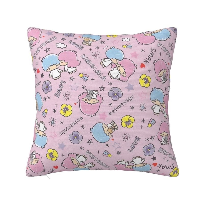 Sanrio Little Twin Stars Anime Cover 45x45cm Soft Lala Cartoon Kiki Cute Throw Pillow for Sofa Square Pillowcase Decoration