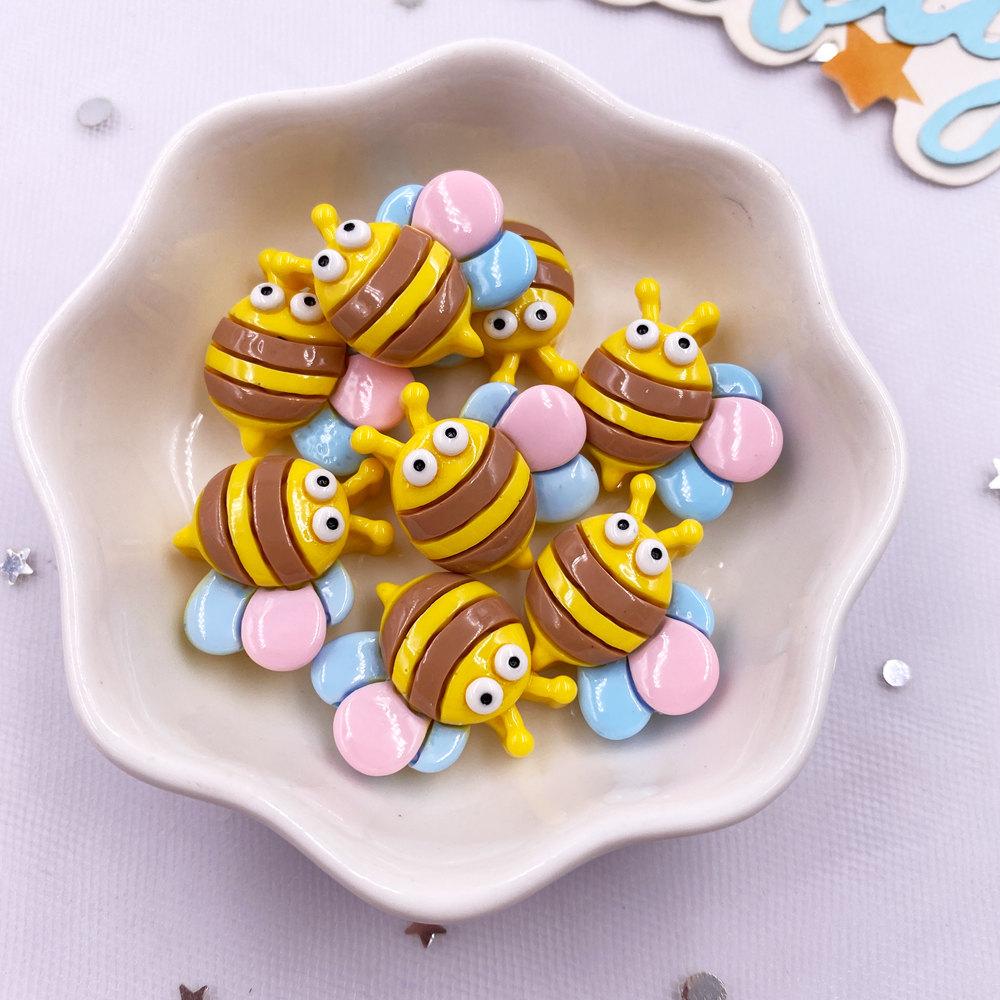 14pcs Colorful Resin Cartoon Caterpillar Bee Grasshopper Butterfly Beetle Flatback Stone Figurines Scrapbook Craft DIY Bow Decor