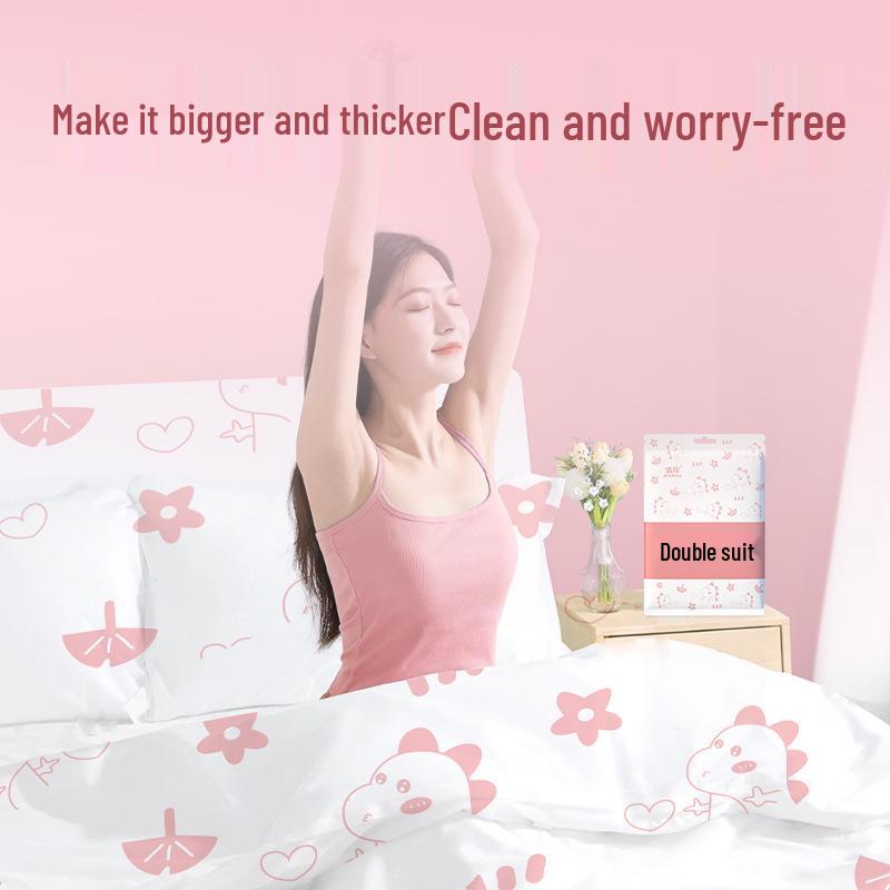 Travel Disposable Bed Sheets & Pillowcase Set with Printed Duvet Cover, 3-4 Piece Hotel Isolation Sleeping Bag