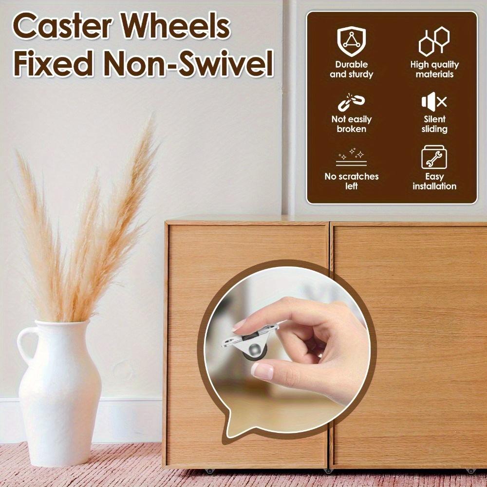 8pcs Caster Wheels Set Rubber Non Swivel Casters Heavy Duty Fixed Stationary Wheel with 16pcs Screws for Furniture Trolley Shelf