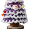Handmade Crochet Christmas Tree Decoration Tabletop Knitted Small Artificial Flocking Christmas Tree for Home Office Holiday Decor