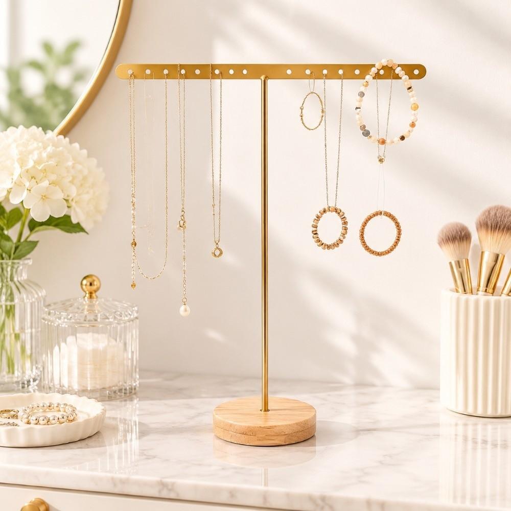 Round Base Jewelry Display Stand Iron Frame Earrings Holder Bracelet Organizer Dresser Organizer