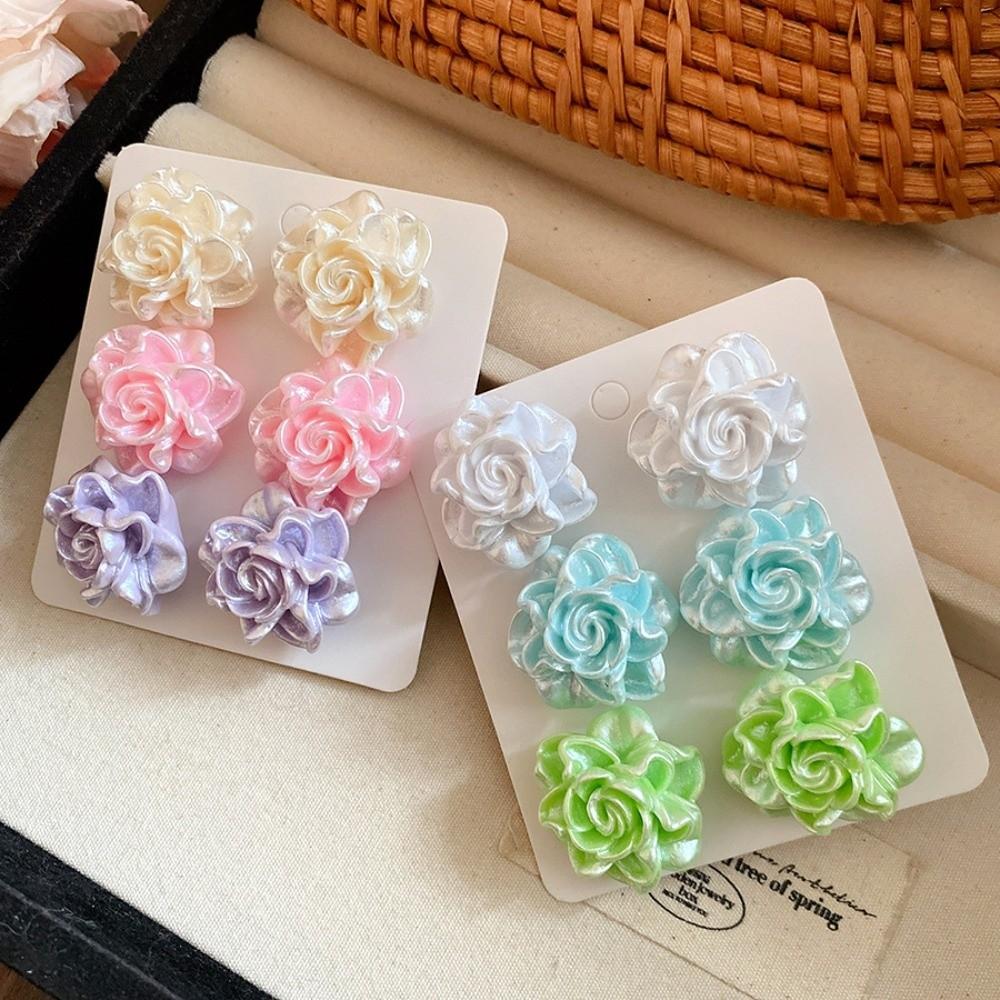 Jewelry Accessories Rose Ear Studs Kit Vacation Style Sweet Stud Earrings  Summer Beach