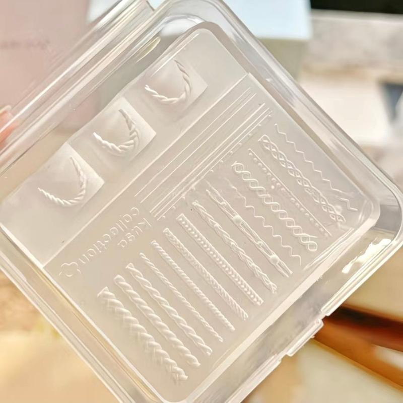Retro Pattern 3D Silicone Nail Mold Diy Weaving Sweaters Bows Flower Design Transparent Nail Template Nail Art Decoration