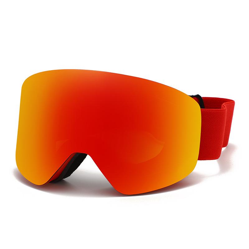 Magnetic ski goggles with cylindrical double-layer anti-fog protection for children and adults, large spherical ski goggles compatible with