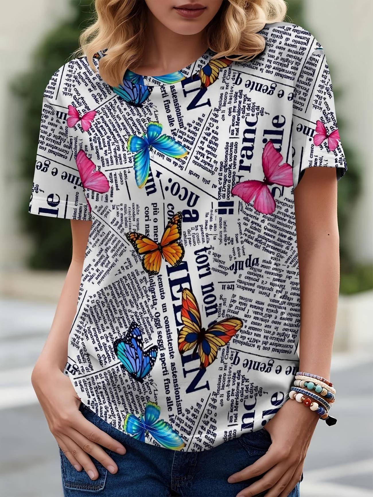 Women s Striped Letter Print T-Shirt Casual Round Neck Short Sleeve Summer Loose Tee Top Daily Loose Blouse Loose Tee Plus Size XXS