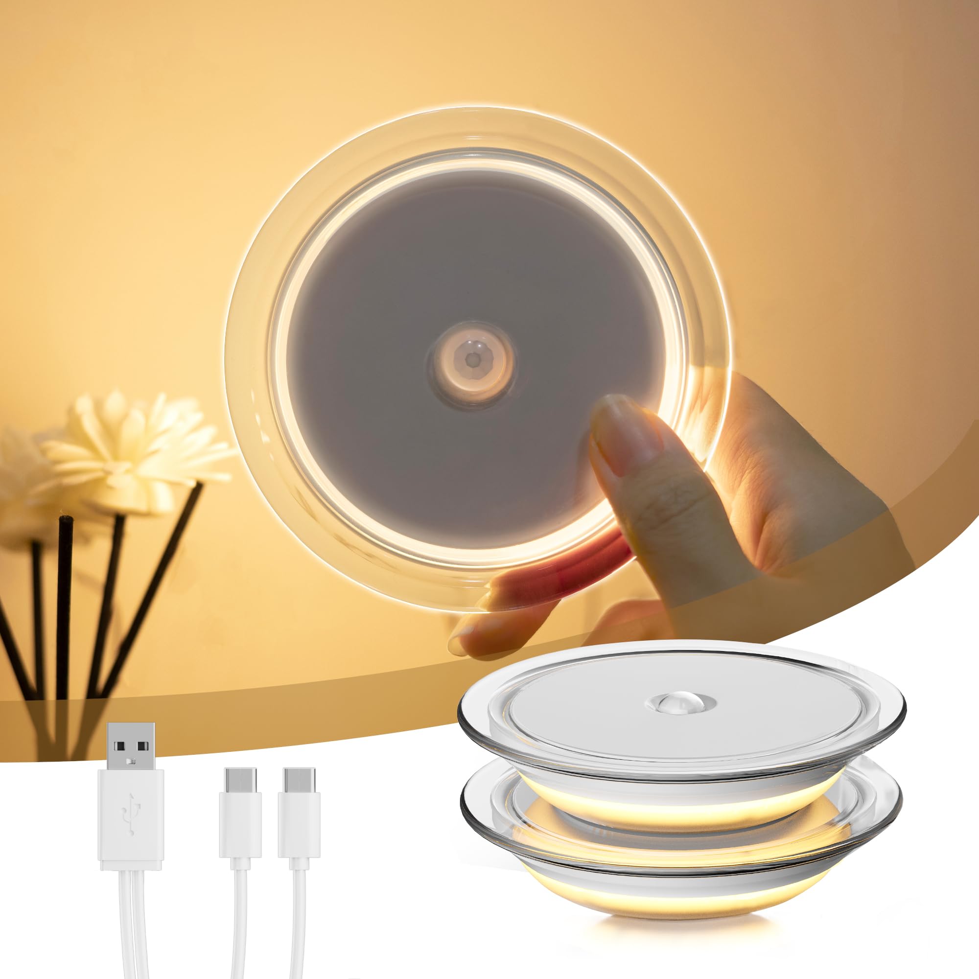 

LROLTEF LED Sensor Light, USB Rechargeable, Indoor Motion Sensor, Footlight, Light and Dark Sensor, 3 Practical Modes, Stick-On or Magnetic, Night