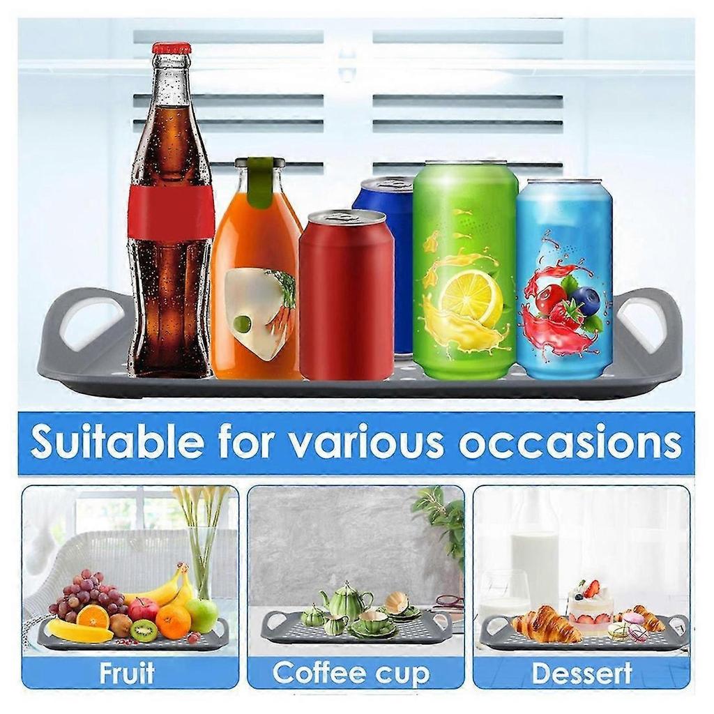 Non Slip Food Serving Tray with Non-Slip Handle Rectangle Gripping Nubs Food Trays Shatterproof Plastic Dinner Trays 3pc