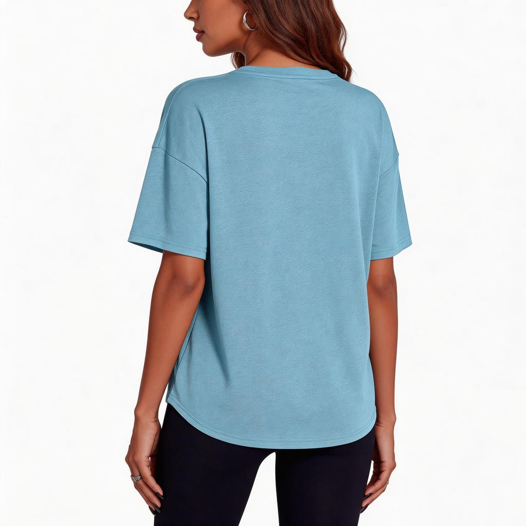 Women's New Summer Color Sexy Deep V-Neck T-Shirt Short Sleeve Casual Loose Basic Top
