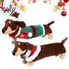 Feiertags-Stofftier Weihnachts-Dackel Plüschtier, Niedliches Hundestofftier mit Weihnachtsmannmütze Pullover, Dekoration für Tischdeko Heimregal-Auslage,