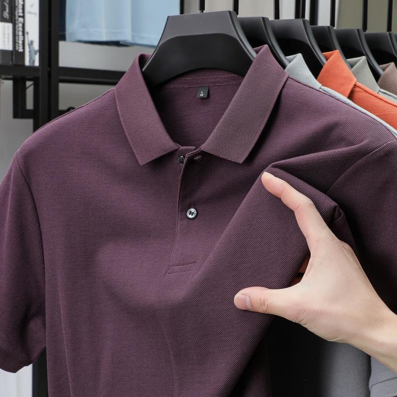 

100% Чистый Хлопок Роскошный Бренд Мужская С Длинным Рукавом Осенняя Мода Роскошный Повседневный Удобный Дизайн Оригинальная Футболка Высшего Уровня для Гольфа XL фиолетовый