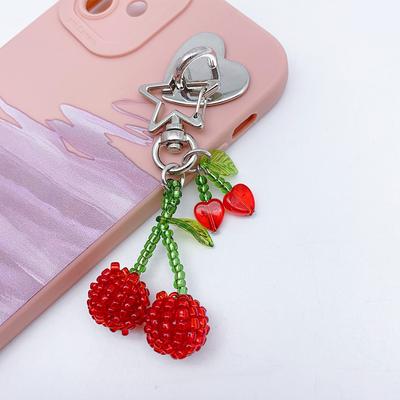 Simulated Cherry Pendant Phone Chains Keychain Earphone Case Backpack Hangings Decor