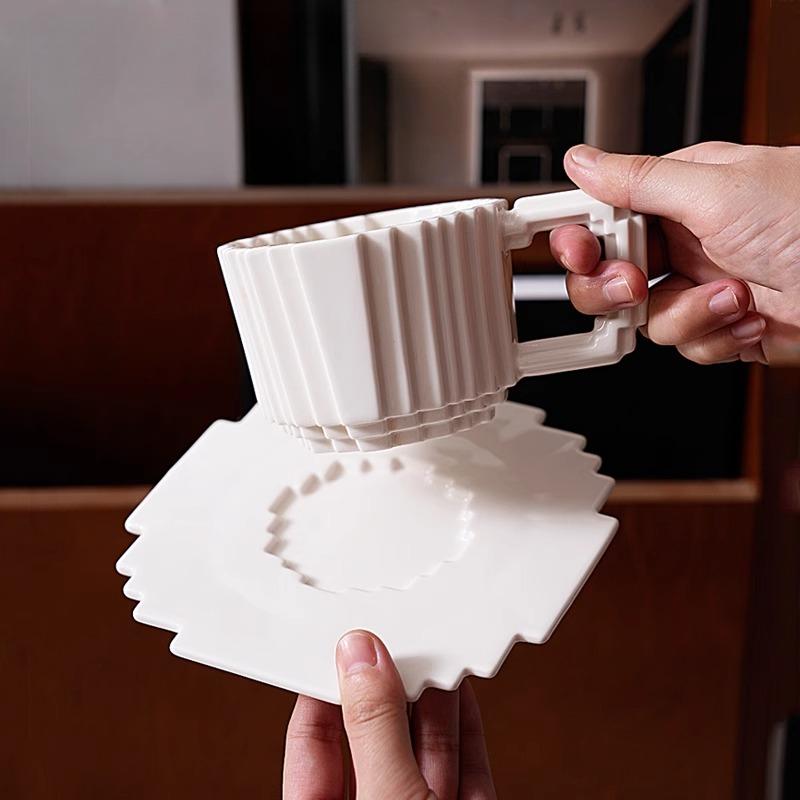 

225ml Black White Ceramic Coffee Cup Pixelated Ceramic Coffees Cups Extremely Simple Style Home Milk Cup Office Afternoon Teacup білий