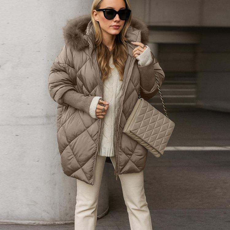 Winter Coats For Women Hooded Down Jacket Fleece Lined With Zip Pockets