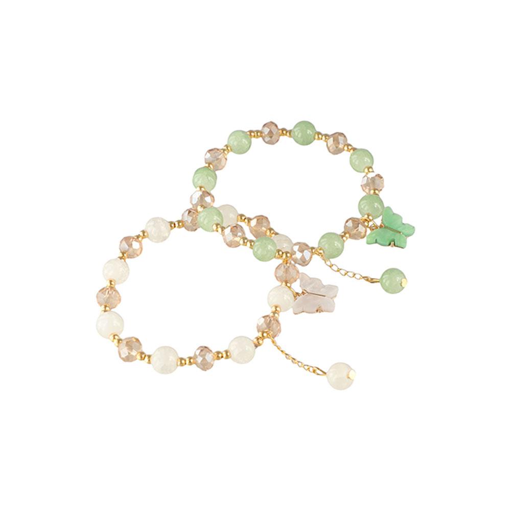 Sweet Glass Beads Bracelet With Butterfly Pendant Korean Style Bracelet Women Bangle  Female