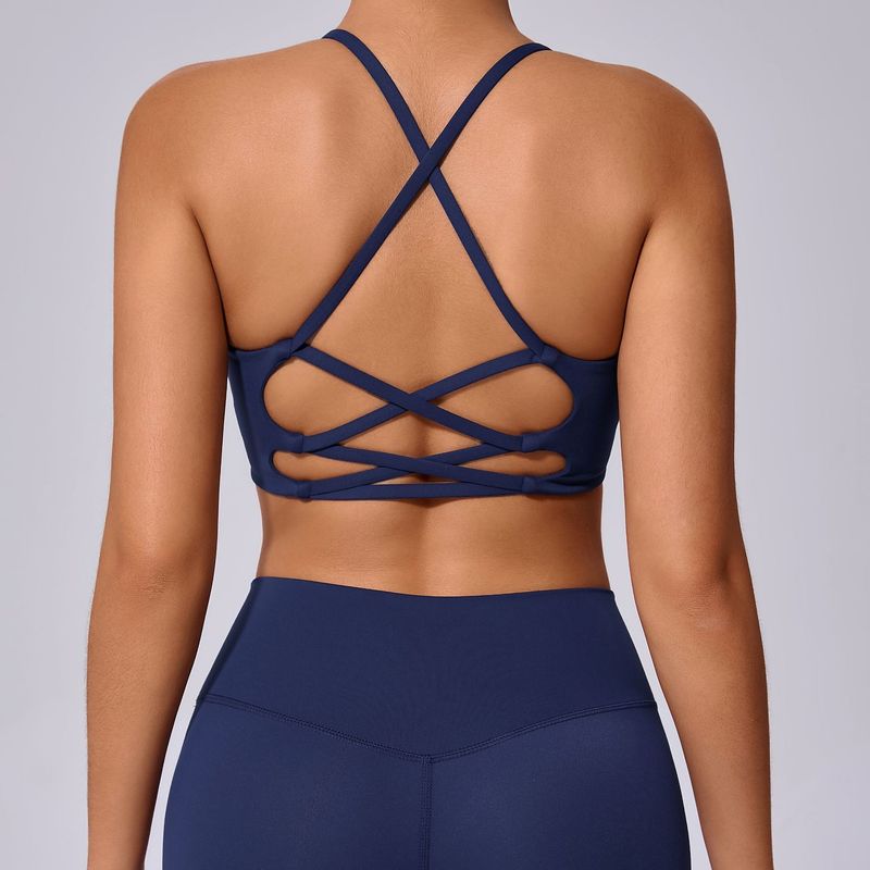 

Fashion Cross Shoulder Strap Bubble Wrap Nude Feel Yoga Sports Bra Outwear Running Workout Underwear Beauty Back Cover Supernumerary Breast Elastic M Tibetan youth