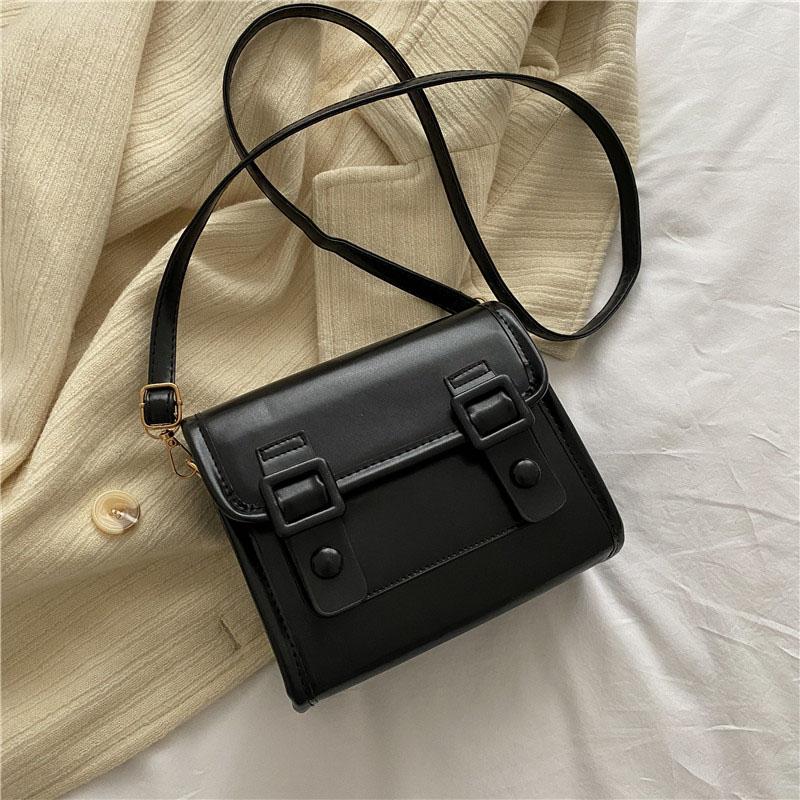 New Retro Red Small Square Bag For Women Daily Commuting Versatile Female Crossbody Bags Pu Leather Solid One Shoulder Pack