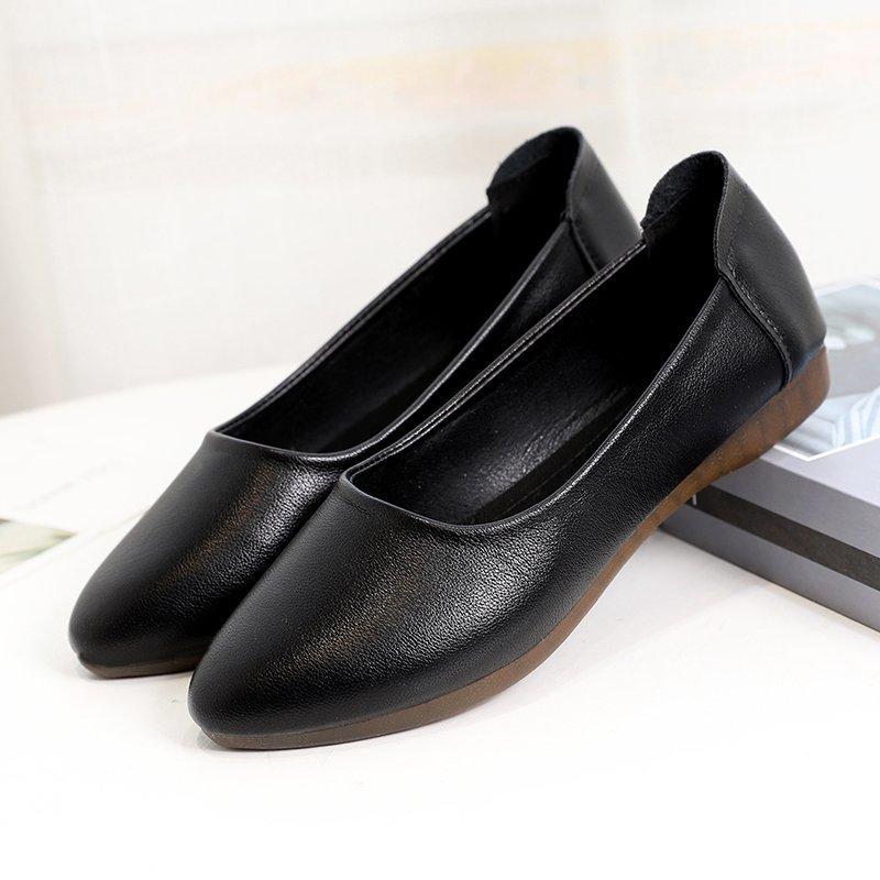 

Весна и лето 2025 года новая рабочая обувь на мягкой подошве женские черные балетки профессиональная обувь бортпроводницы женские туфли-лодочки удобная рабочая кожаная обувь 41 чёрный