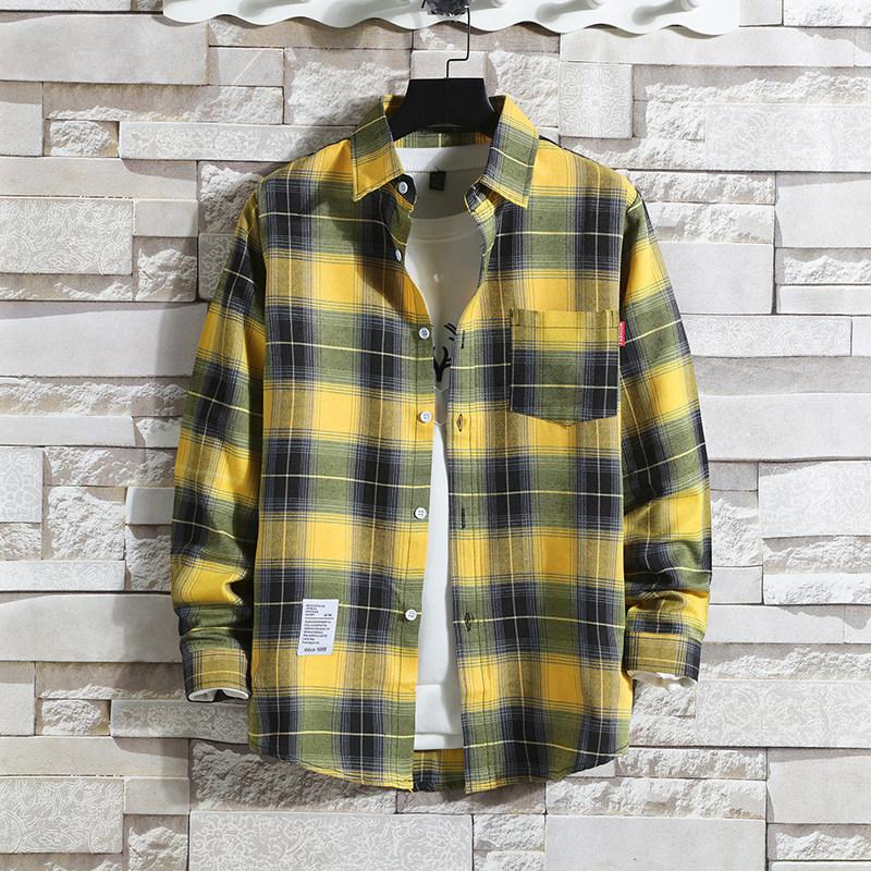 Classical Men Plaid Shirts Long Sleeve Casual Regular Fit Male Tops Autumn Spring