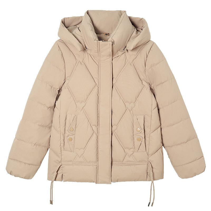 Jachetă de iarnă groasă și călduroasă pentru femei, scurtă, cu glugă detașabilă, rezistentă la vânt