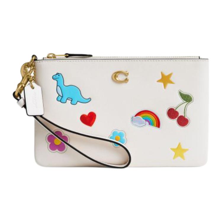 Coach Essential 19 Logo Hardware Leather Clutch Women clutch White CCD10-B4CAH Basic Set (Bag+Dust Bag)