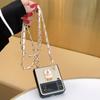 Cute Cartoon 3d Girl Phone Case For Samsung Galaxy Z Flip 3 5g Pu Leather Hard Pc Cover With Crossbody Chain