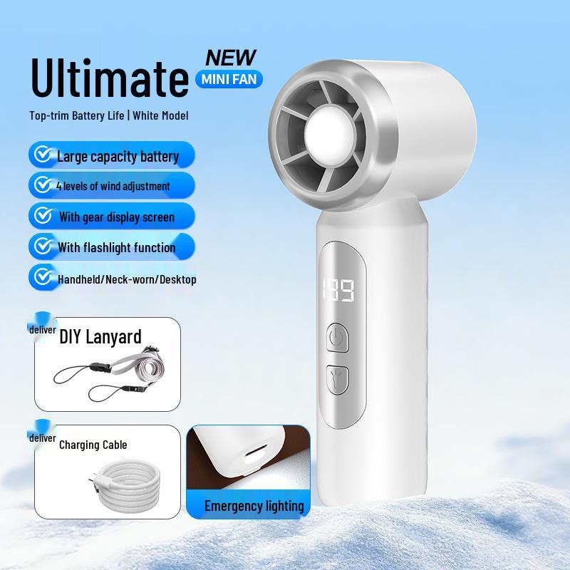 

Portable High-Speed Handheld Fan with LED Light and USB Charging for Outdoor Use 116*45*39mm