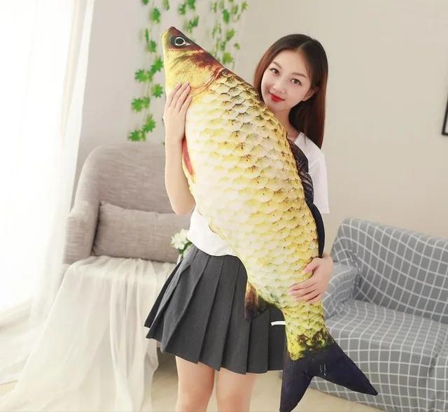 

120cm 3D Fish Cushion Large Simulation Carp Plush Toys Stuffed Soft Animal Fish Pillow Cushion Funny Gift Kids Toy Room Decor 100cm
