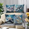 4Pcs 3D Underwater Sea Life Cushion Cover Turtle Fish Printed Pillow Case Polyester Home Decor Sofa Living Room Bedroom