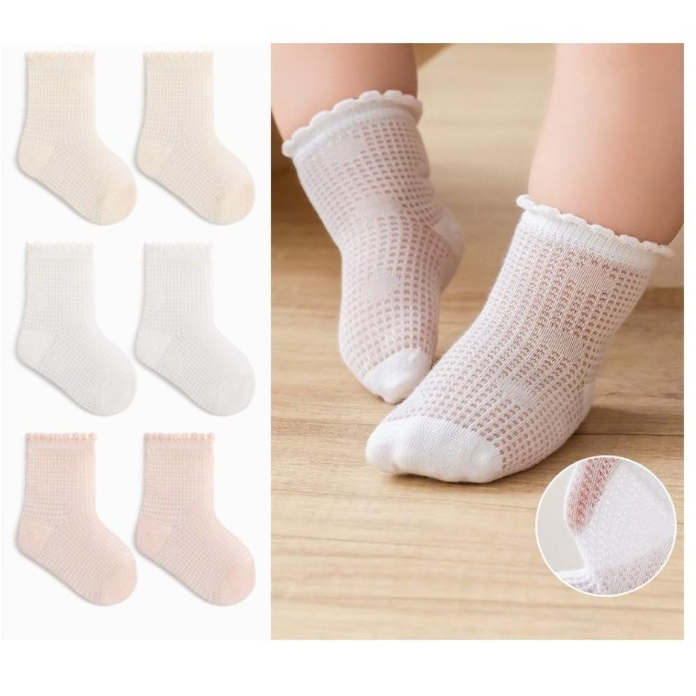4 Pairs Combed Cotton Newborn Socks Thin Summer Socks New Mid-calf Socks Birthday Gifts