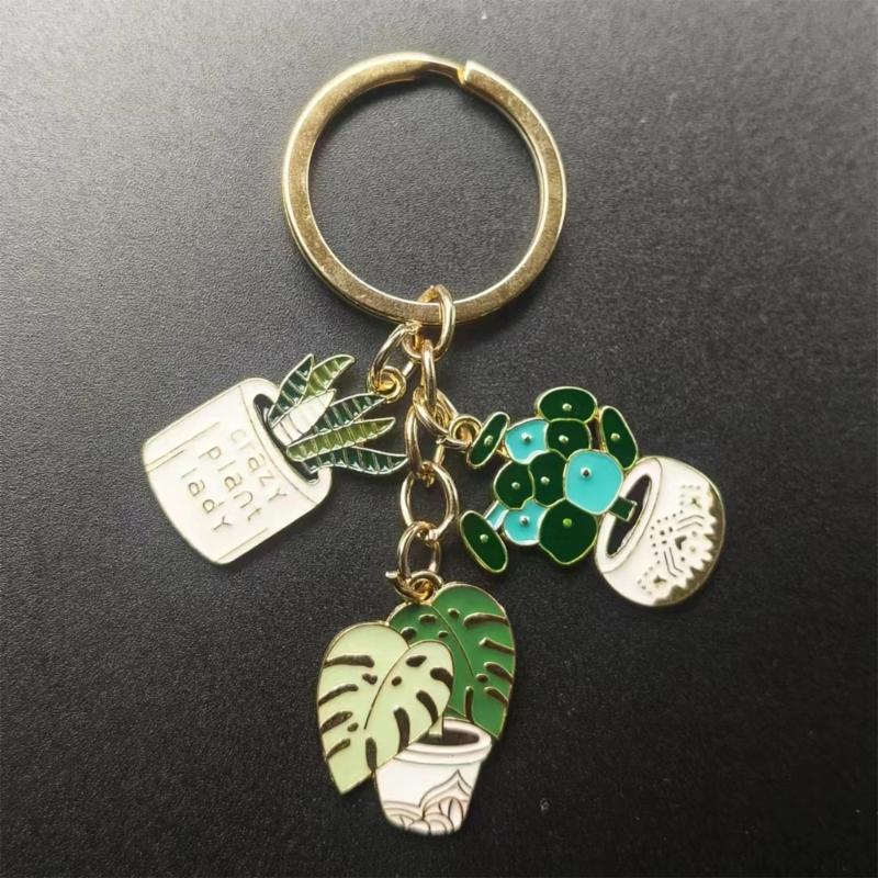 

Cute Cactus Pot Plant Enamel Keychain Green Plants Key Chains For Women Men Handbag Accessorie DIY Handmade Jewelry Gifts China Mainland