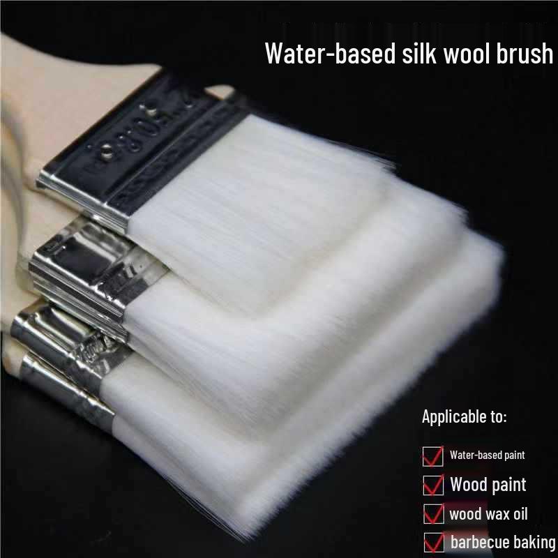 Silk Wool Brush: Non-Shedding, Elastic, Soft for Water-Based Paint, Coating, Dusting, and Topcoat.