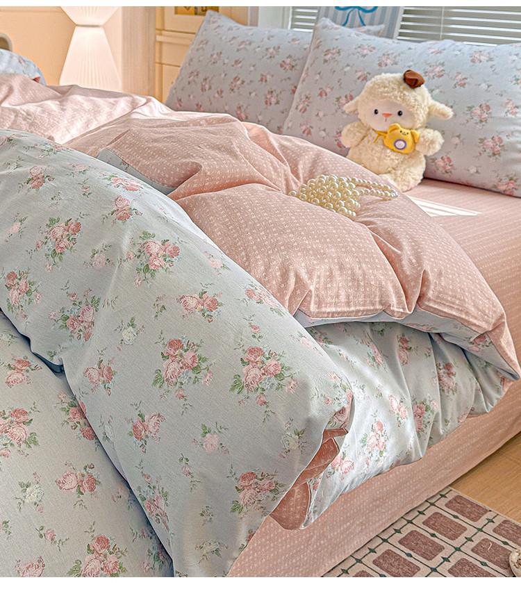 All cotton printed four piece set, 100% pure cotton household duvet cover, bed sheet, bedding, student dormitory three piece set