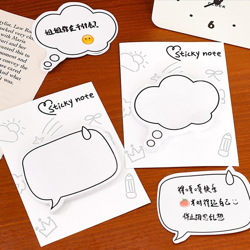 30Sheets Student Cute Minimalist Speech Bubble Sticky Notes, High-Aesthetic Removable Paper, Reusable N-Stick Memo Pads Gift