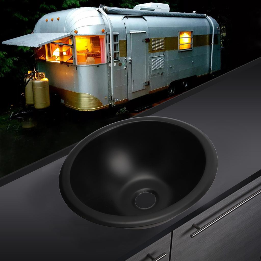 9 X 4in 304 Stainless Steel Sink Round Easy To Clean 40mm Drain Port Hand Wash Basin for RV Camper Boat  RV Sink  Sink