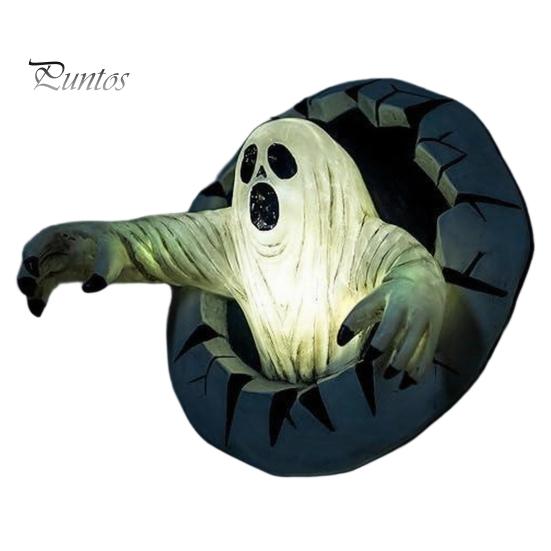 Décoration Fantôme Halloween Épouvante Sortir du Mur Décoration Murale, Lumineuse Décorative pour Statue en Résine d'Horreur Maison Hantée, Figurines de Maison de Fête