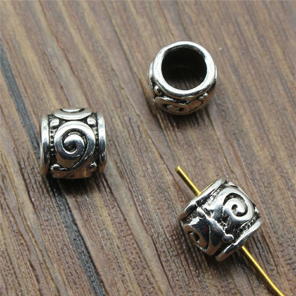 12 Stück große Loch-Abstandsperlen für die Schmuckherstellung, große Lochperlen mit Gewinde, 9 x 9 x 8 mm, Lochgröße 5 mm, B13908