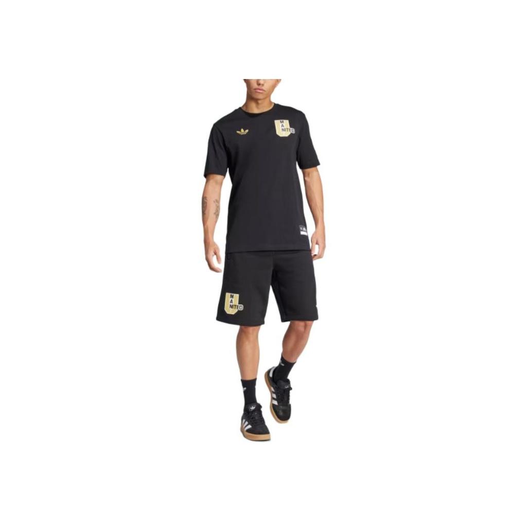 Adidas Originals Manchester VRCT Tee FW24 United Cotton Fashion Comfortable Sports Crew Neck Short Sleeve T-Shirt Men Tops Black JL6115