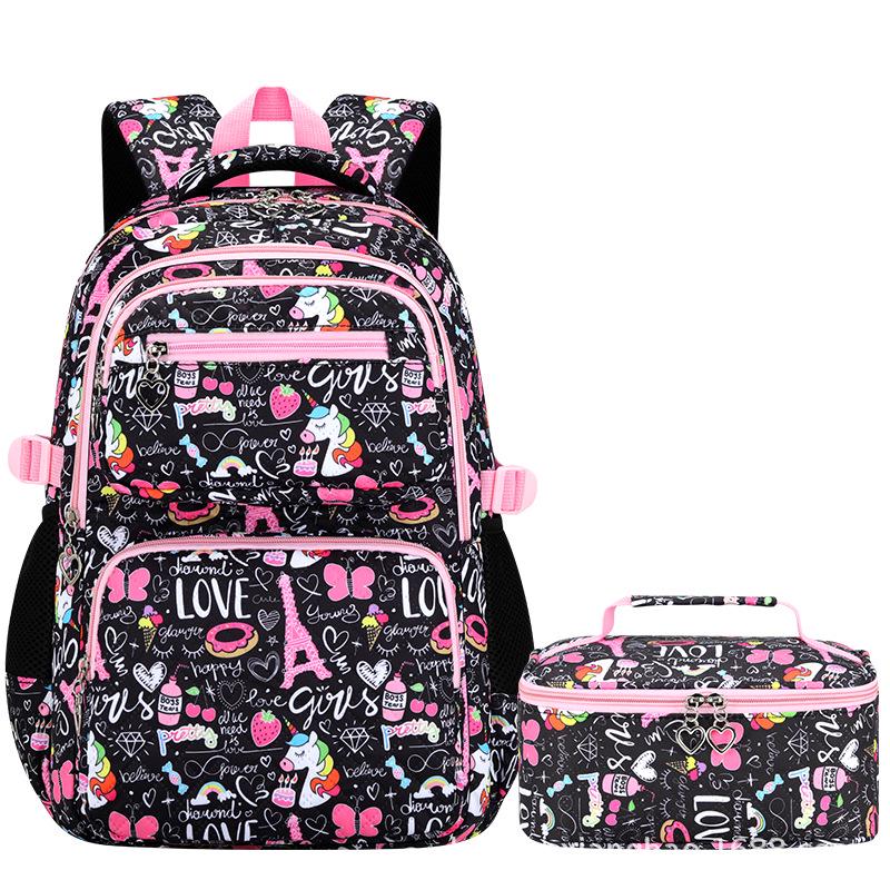 Trendigt 3-delat skolryggsäckset för flickor - Söt campusstil