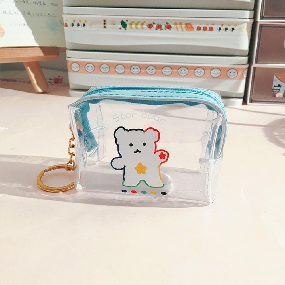 Kreative Bären Transparente Mädchen Münzbörse Kinder PVC Reißverschluss Kleingeldbörse Damen Mini Lippenstift Geldbörse Kaninchen Schlüsselkarten Tasche